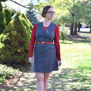 Vintage Plaid Sleeveless Vest Dress